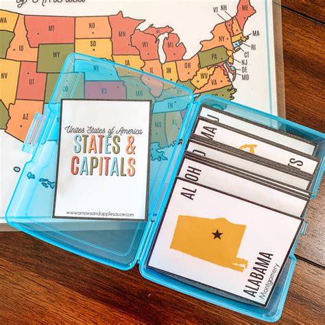 Us States And Capitals Printable Flashcards Arrows And Applesauce