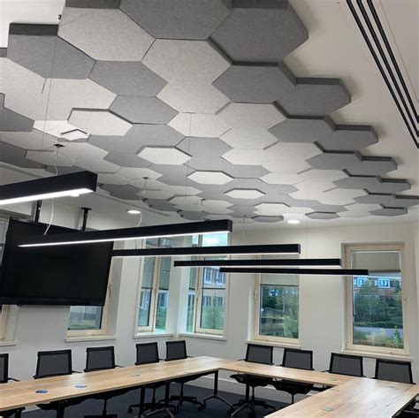 Bespoke Acoustic Ceiling Feature Hexagon Design | Ceiling design