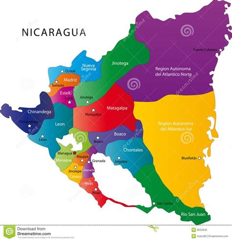 Mapa De Nicaragua Managua Boaco Nicaragua