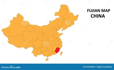 Fujian Province Map Highlighted On China Map With Detailed State And