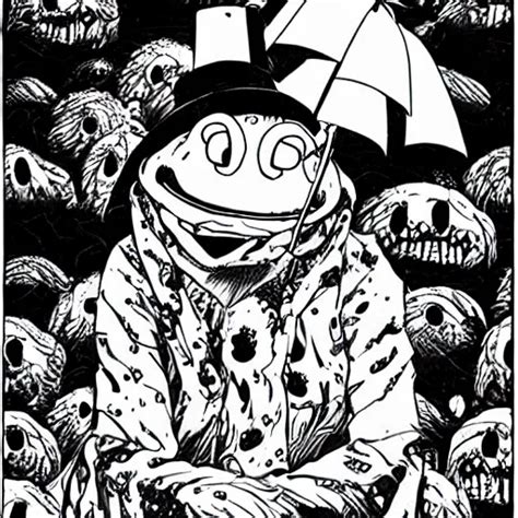 Kermit The Frog In A Manga By Junji Ito Illustration Stable Diffusion