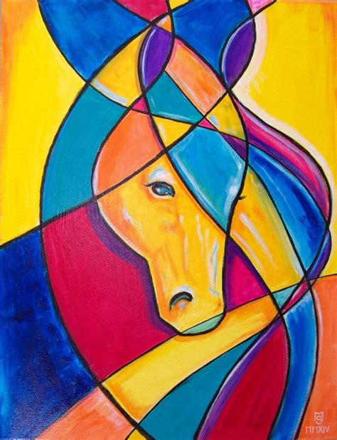 In the conquest of air, his most famous work, he depicts. Favorite Horse Original Cubism abstract painting 24 x