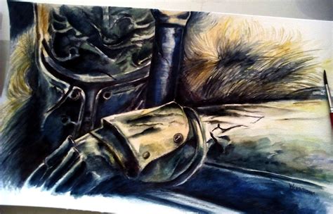 Artstation The Knight Of Dark Souls 2 Watercolors And Ballpoint Pen