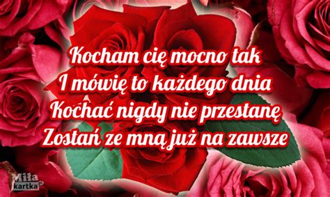 Kocham Cię mocno tak Miłość Walentynki E kartki z życzeniami na