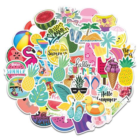 Td Zw 50pcs Cool Summer Style Stickers Waterproof Decal Laptop