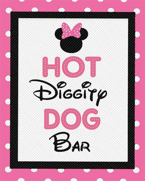 Hot Diggity Dog Bar Pinkblackpolka Dot Minnie Mouse Head Minnie