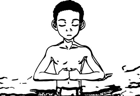 Aang Meditating Into The Avatar State Avatar Aang Coloring Page