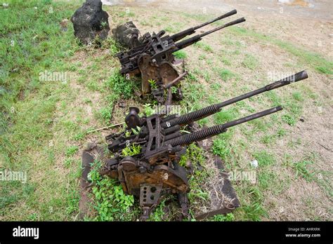 Wwii Japanese Anti Aircraft Artillery Gun Palau Island Stock Photo Alamy