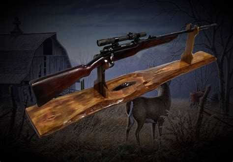 Rustic Gun Rack Stand Live Edge Cedar Rifle Shotgun Display Mantel