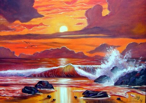 Learn how to paint a beautiful sunset sky with this exciting free art lesson from professional oil painter and art instructor wilson bickford. 21+ Beautiful Sunset Paintings | Free & Premium Templates