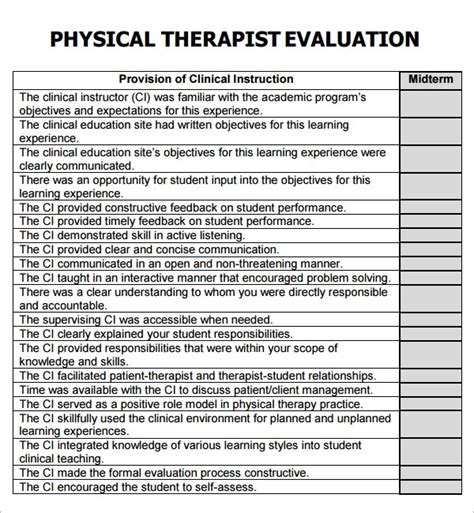 Free 5 Sample Physical Therapy Evaluation Templates In Pdf