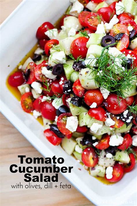 It makes a refreshing meal or scrumptious snack. Cucumber Tomato Feta Salad {with Olives + Dill ...