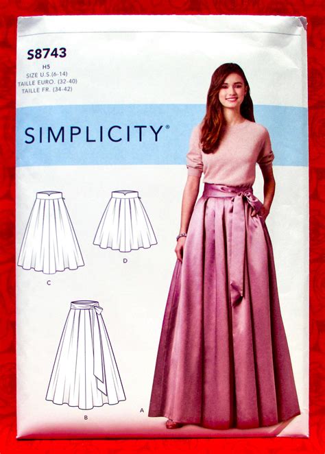 Simplicity Sewing Pattern 8743 Pleated Skirt Sash Classic Etsy