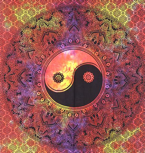 Large Yin Yang Mandala Tapestry Hippie Wall Hanging And Multi Throw