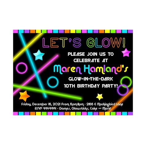 Buy Glow In The Dark Themed Birthday Party Invitation Neon Party