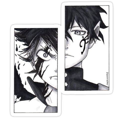 Two Halves Asta And Yuno Sticker By Deannakov Black Clover Manga Anime Sketch Black Clover
