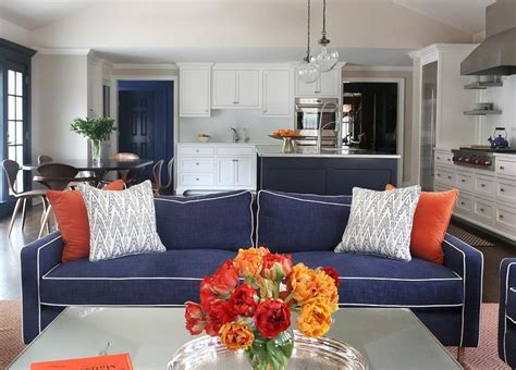 Coral decorative sofa pillows, sofa throw pillows, decorative pillows ~ home design. Blue Linen Sofa with Orange Pillows - Contemporary ...