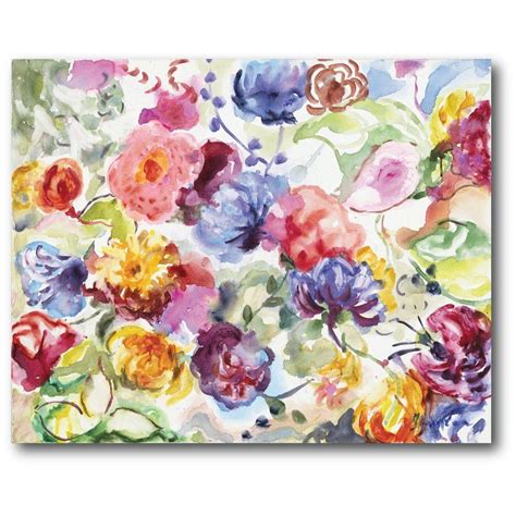 Watercolor Dreamy Flowers I Painting Print On Wrapped Canvas Abstract