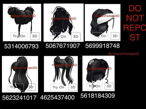 Roblox ids hair ids wattpad. Roblox Black Hair Codes | Black hair roblox, Roblox roblox ...