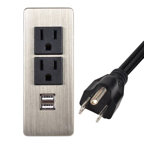 Us Plug Cabinet Insert Wall Power Socket 2 Us Standard Outlet 2 Usb