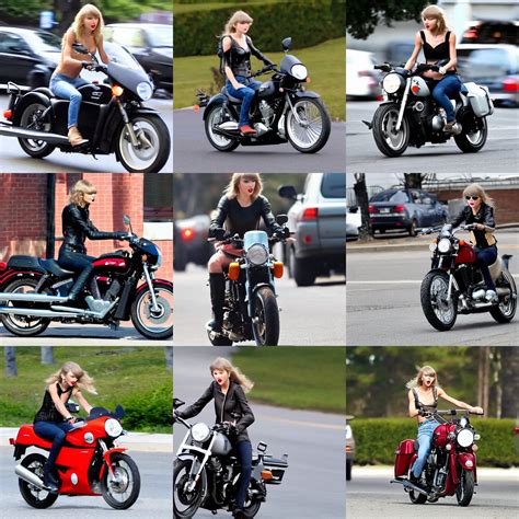 Taylor Swift Riding A Motorcycle Stable Diffusion