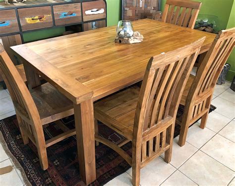 Teak Dining Table, Reclaimed Teak Wood, 5 Foot Long - Impact Imports