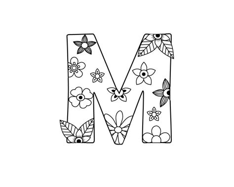 Letter M Coloring Pages for Adults  Coloriage gratuit, Lettrage de