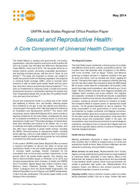 Unfpa Arabstates Position Paper On Sexual And Reproductive Health In The Arab States