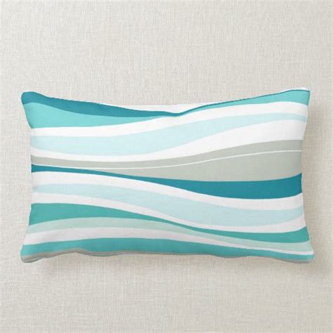 Curvy Lines Aqua Designer Lumbar Pillow Zazzle