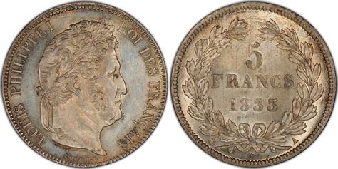 France 5 Francs 1833 Louis Philippe Paris Unz à Fdc Brillant De Frappe