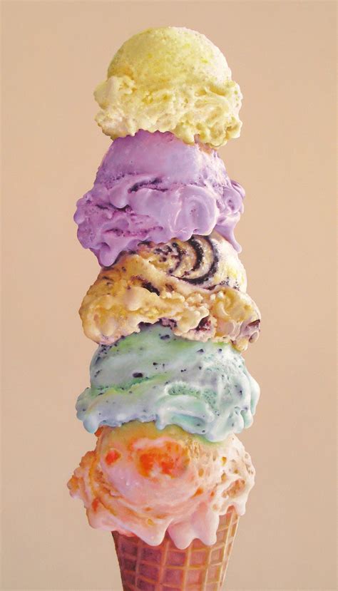 Five Scoops Oil On Panel 14 X 28 Inches Commission Ice Cream