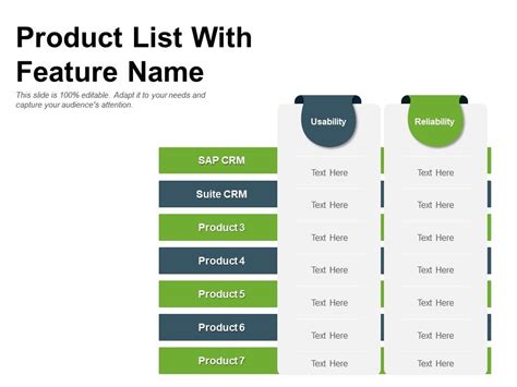Product List With Feature Name Presentation Graphics Presentation