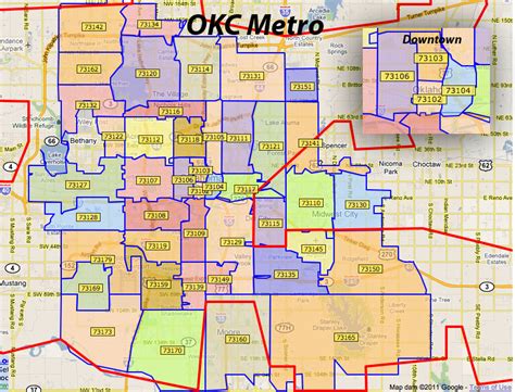 Map Of Zip Codes In Oklahoma Oklahoma City Metro Map
