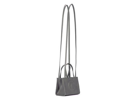 Telfar Shopping Bag Small Dark Grey In Vegan Leather With Silver Tone