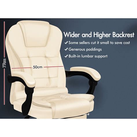 elfordson massage office chair pu leather executive seat with footrest cream ebay