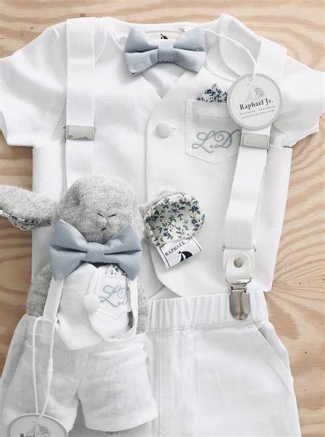 Baby Boy 100 Cotton Summer Baptism Outfit With White Etsy