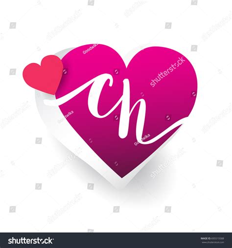 Initial Logo Letter Ch Heart Shape Stock Vector Royalty Free