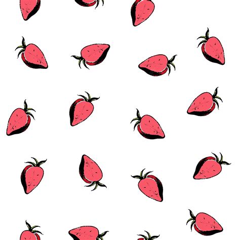 Premium Vector Red Strawberries Seamless Pattern On White Background