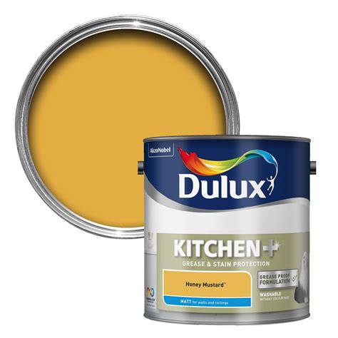 Order mustard yellow paint today! Dulux Kitchen Honey Mustard Matt Emulsion Paint 2.5L ...