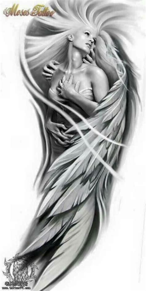 Looking Forward To Do This Black And Grey Full Sleeve Fallen Angel