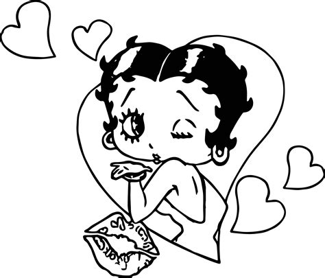 Betty Boob Send For You Heart Coloring Page