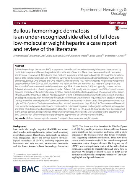 Pdf Bullous Hemorrhagic Dermatosis Is An Under Recognized Side Effect