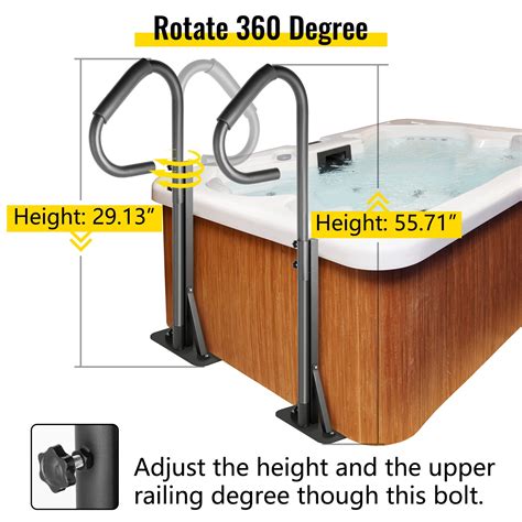 Vevor Hot Tub Handrail 600lbs Capacity Spa Side Handrail 56 Slide Under Base Spa Steps Hot Tub