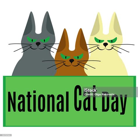 National Cat Day Idea For Banner Poster Flyer Or Postcard Stock