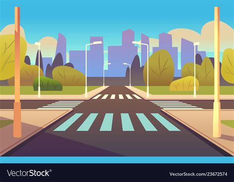 Cartoon Crosswalks Street Road Crossing Highway Vector Image