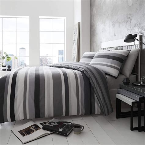 Happy Linen Company Simply Stripes Black Charcoal Grey White King