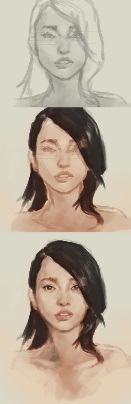 How To Paint Asian Woman Face Portrait Study Drawing And