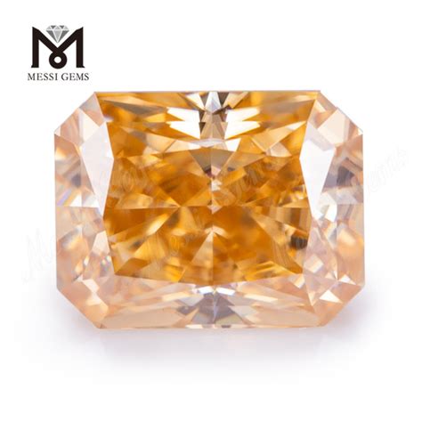 Radiant Cut Champagne Customized Loose Gemstones Synthetic Moissanite