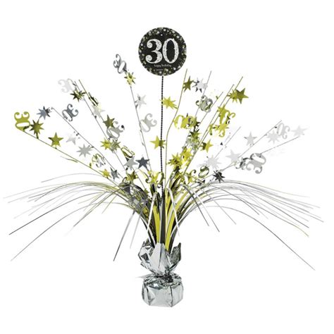 30th Birthday Spray Centrepiece Table Decoration Black Silver Gold Age