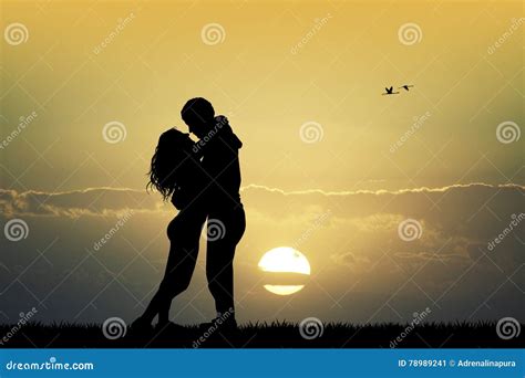 Couple Kissing At Sunset Stock Illustration Illustration Of Sexuality